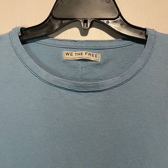 We The Free- Oversized Blue Mini Dress Tunic Top Ruffle Hem- Size L - Picture 6 of 7